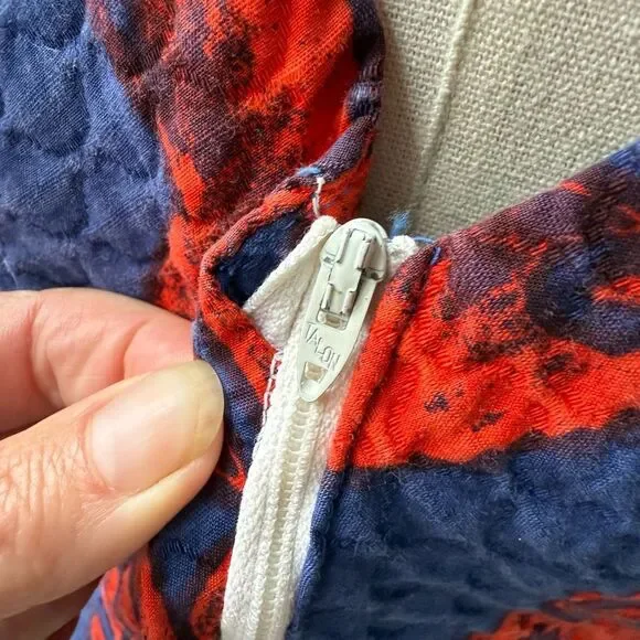 Vintage McInerny Hawaii 100% Cotton Tiki Print A-line Sleeveless Midi Dress Pock - Picture 4 of 11